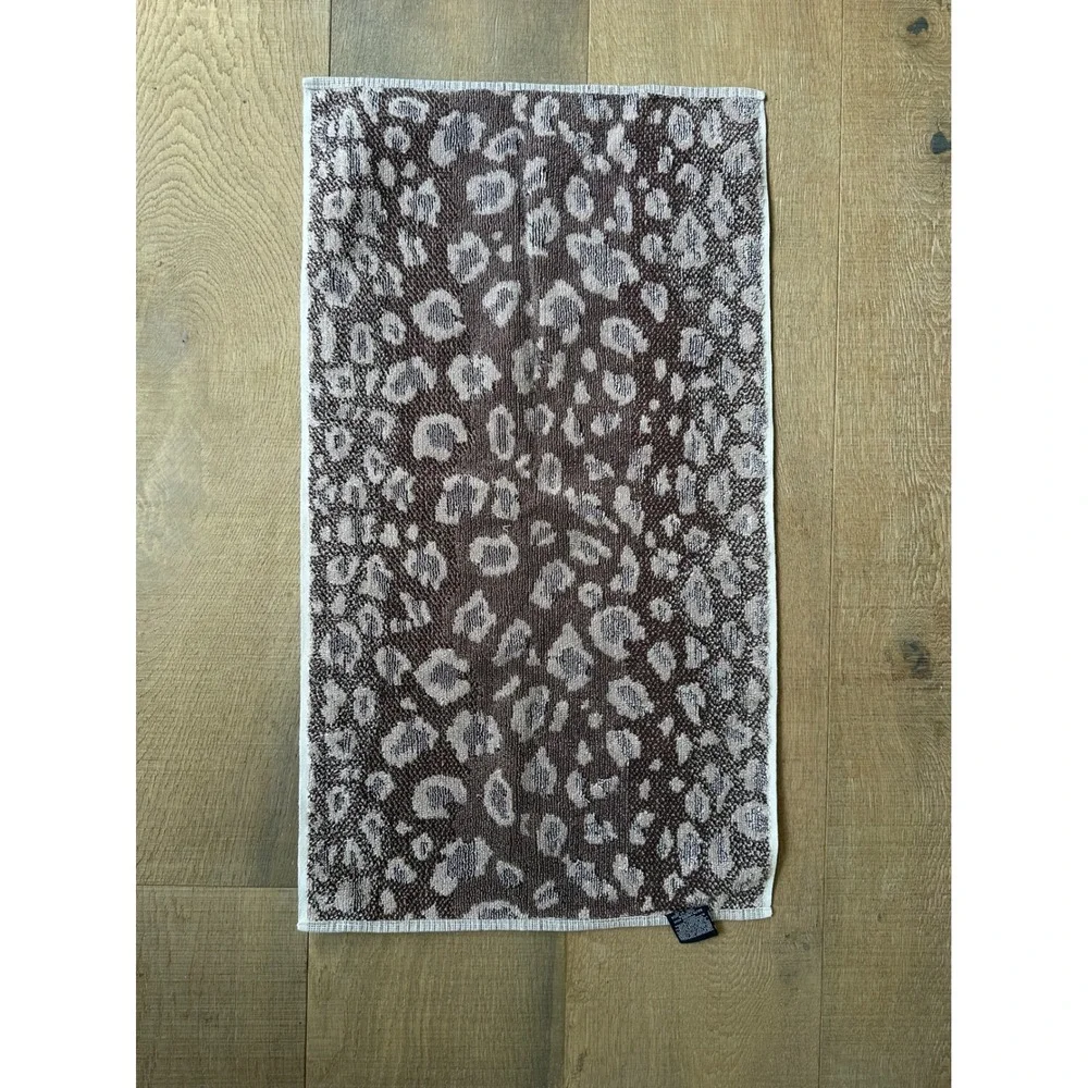 Vintage Ralph Lauren Leopard Print Hand Towel Cotton Made in USA 28x16 Brown Tan